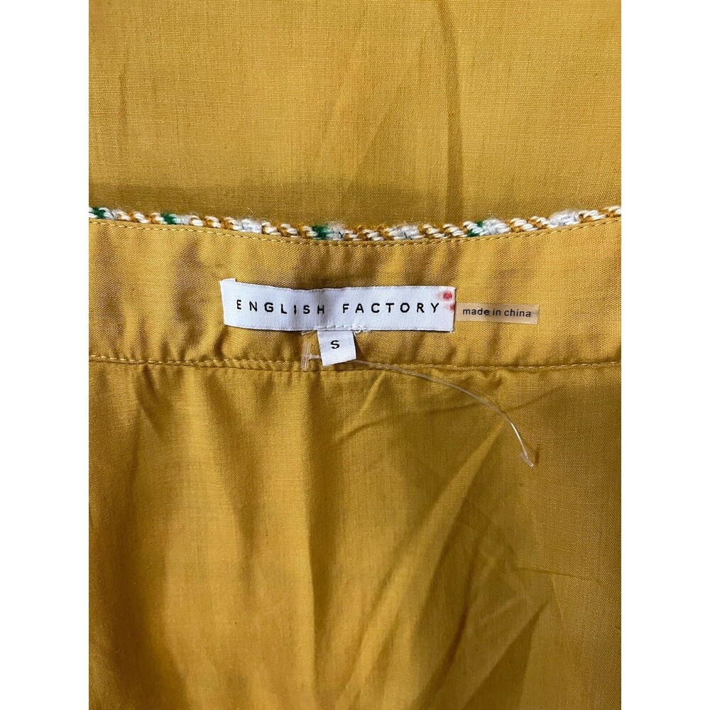 Anthropologie English Factory Midi Skirt Yellow Green Plaid Preppy Small New - Picture 13 of 15